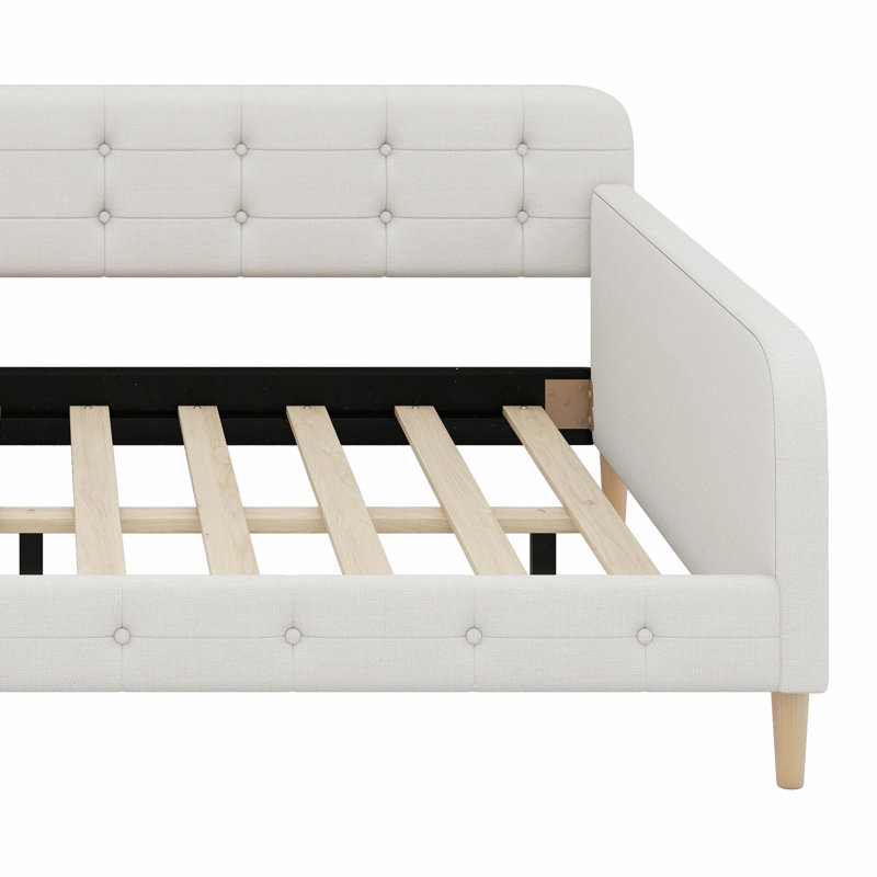 Upholstered Daybed With Support Legs, Beige