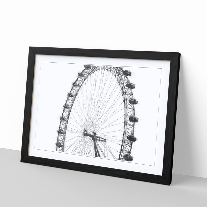 The London Eye London - Picture Frame Painting Print, Black Framed, 24cm H x 33cm W x 2cm D