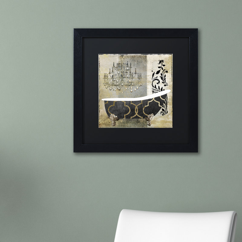 «Jadaya Paris Bath II» par Color Bakery, reproduction d'art sur toile, H 11 po x l 14 po x P 0,5 po, Noir, Cadre noir