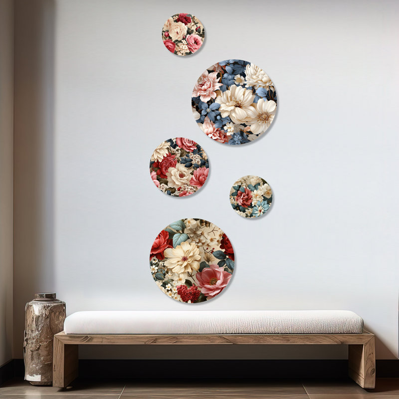 Boniface - ensemble d'art mural floral rond de 5