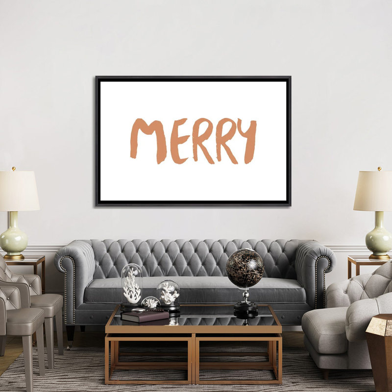 « Merry » par Orara studio-impression d’art textuel, Toile avec cadre noir patiné, Pas de tapis, H 40 po x l 60 po x 1,5 po