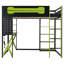 Lit mezzanine double avec bureau éclairé, tablettes de rangement et prise de courant-1067987807