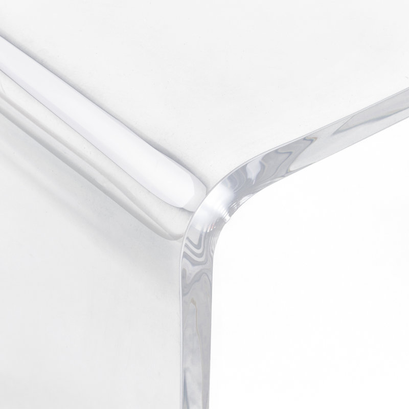 Table basse rectangulaire en acrylique 32 mm de long à chute d'eau de 32 mm de long et transparente