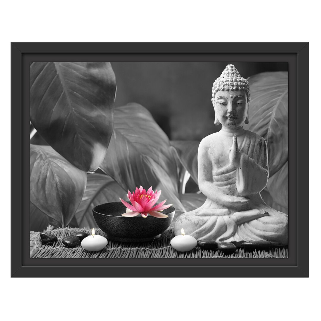 Gerahmtes Wandbild Buddha mit Seerose