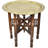Early 20th Century Moorish-patterned Brass Tray Table W/ Inlaid Wooden Base
