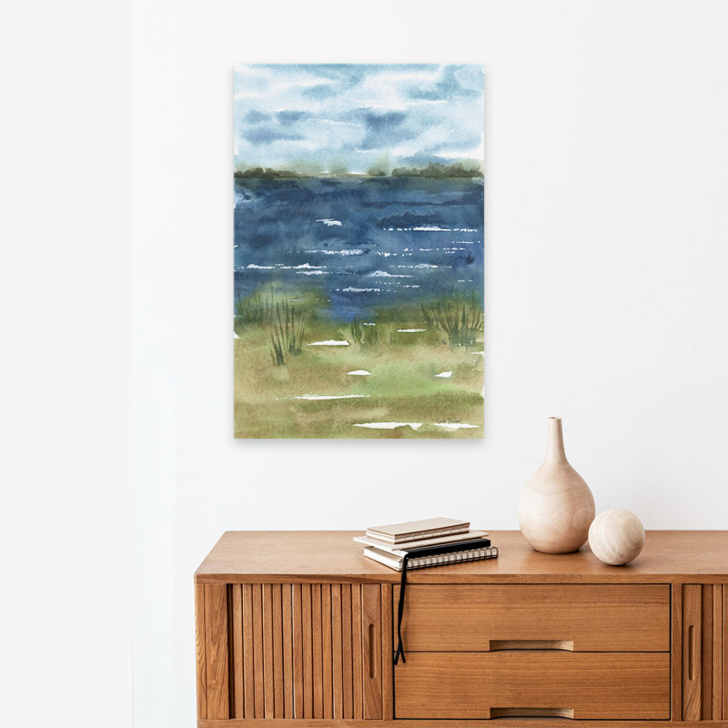 Across The Cape Coastal Blue White Beach Grasse Cape Code, H 24 po x l 16 po