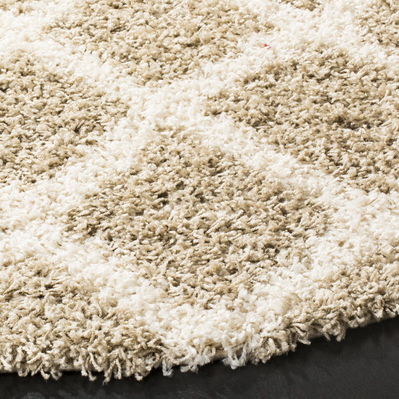 Skyleen Shag Performance Geometric Rug, Round 6'