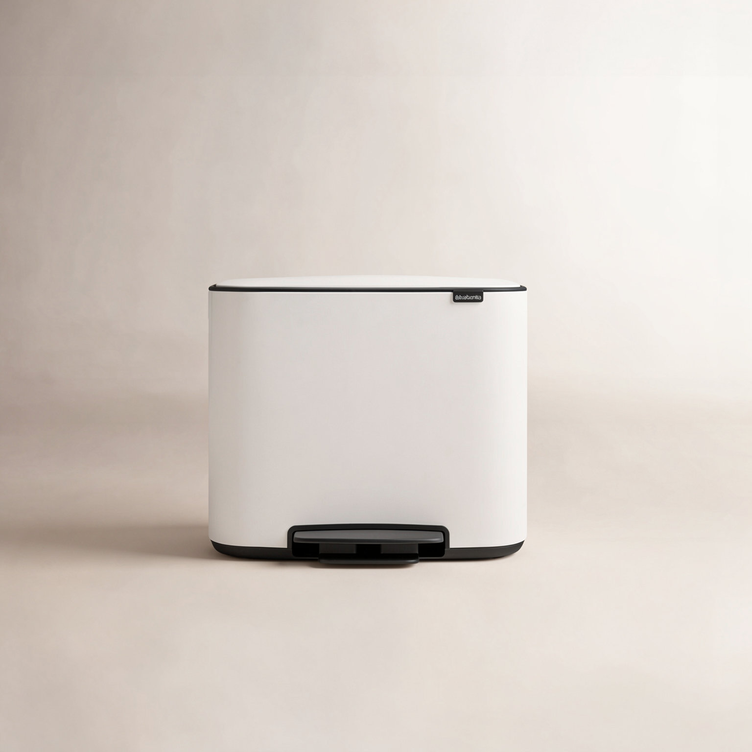 Brabantia Bo Step On Dual Compartment Recycling Trash Can 3 + 6 Gallon (9 Gallon Capacity), White
