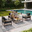 Ensemble de conversation de patio moderne en aluminium avec coussins amovibles faciles à nettoyer-735028462