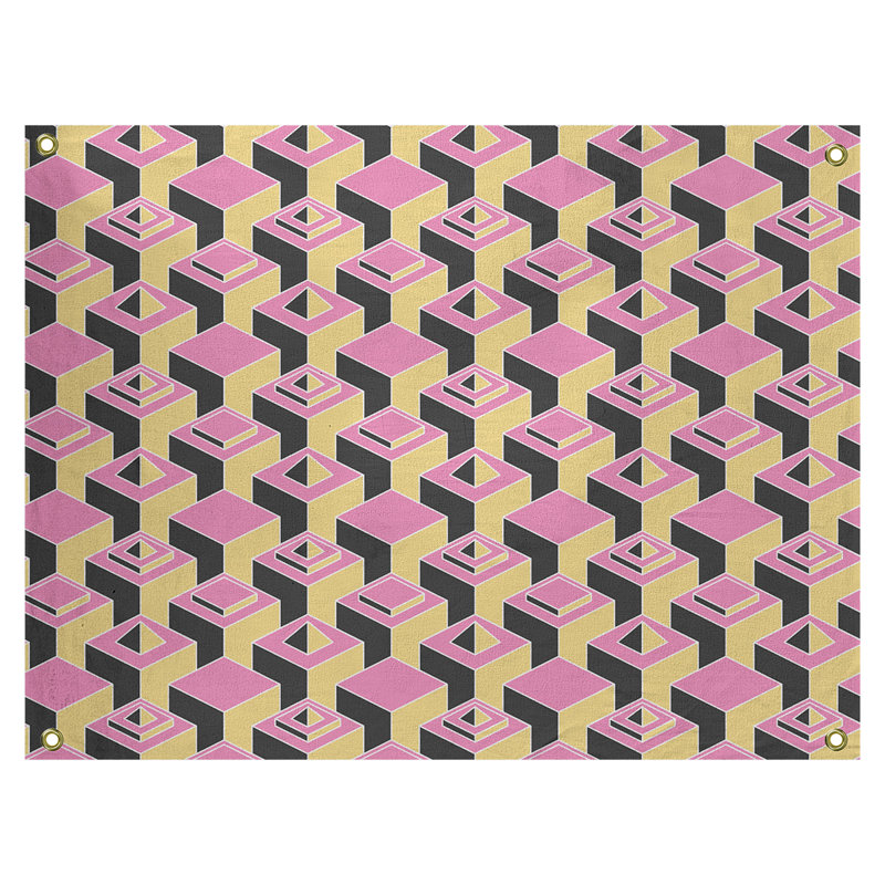 Tapisserie, H 59 po x l 80 po, Rose/jaune