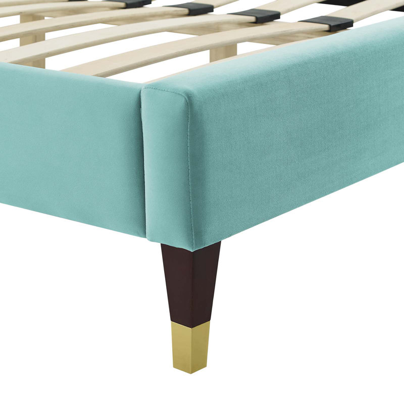 Modway Gwyneth Tufted Performance Velvet Platform Bed, Mint, Queen