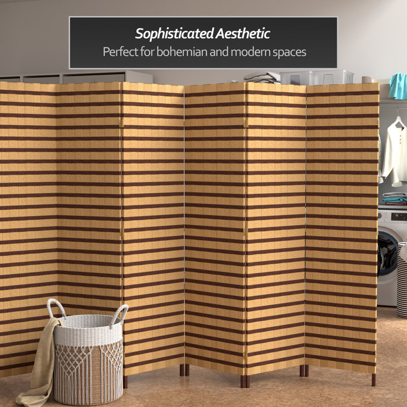 6 ft. Tall Two Tone Natural Fiber Room Divider, 6