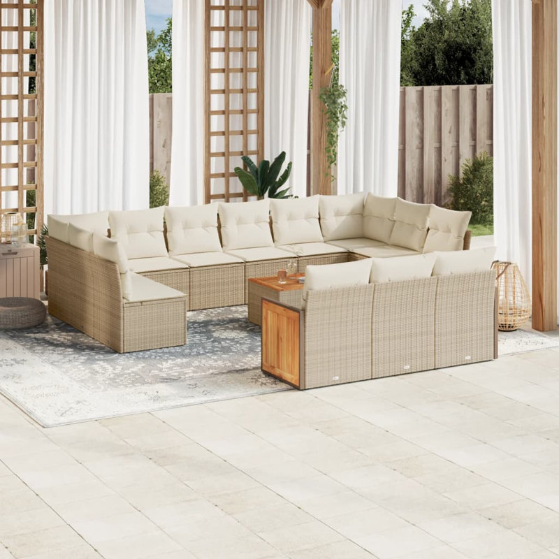 Ensemble de canapé de jardin Vidaxl, Beige, Blanc