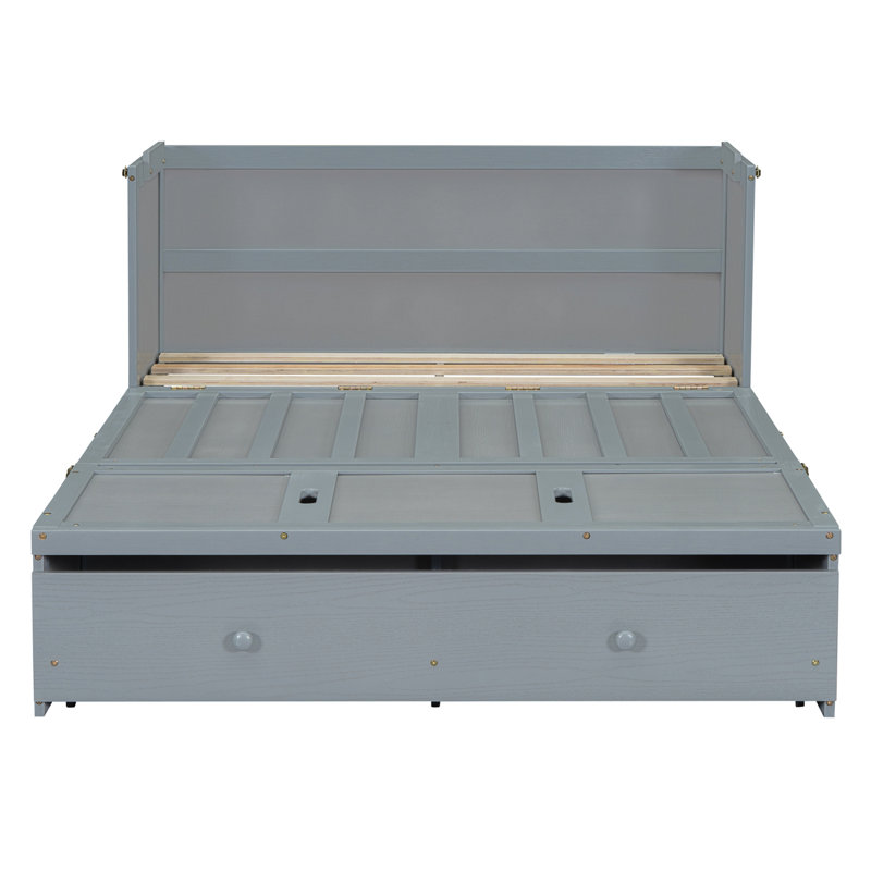 Armoire murale Murphy avec prises et tiroir, Grey, Plein