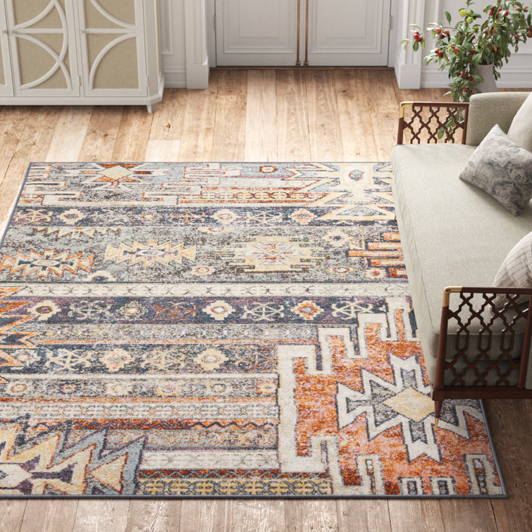Jamieson Machine Woven Blue/Orange Area Rug