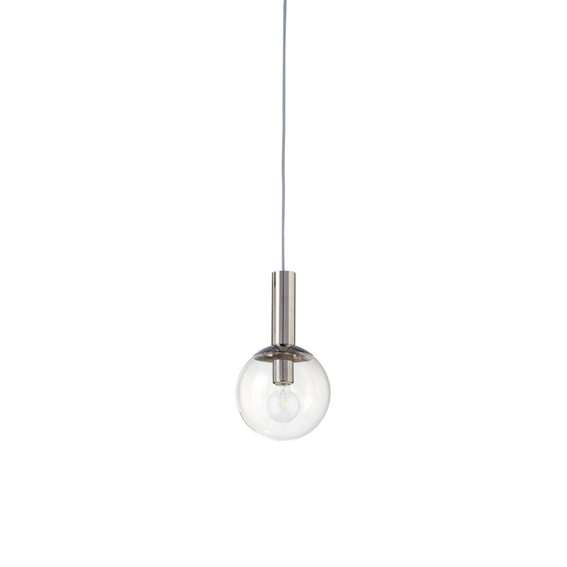 Luminaire suspendu sphère 1 lumière Mansbury, H 22 po x l 8 po x P 8 po, Nickel poli