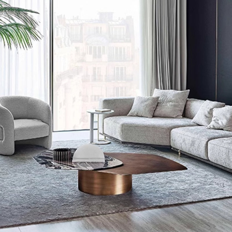 Creative light luxury marble coffee table, 16.53" H x 66.92" L x 40.55" W