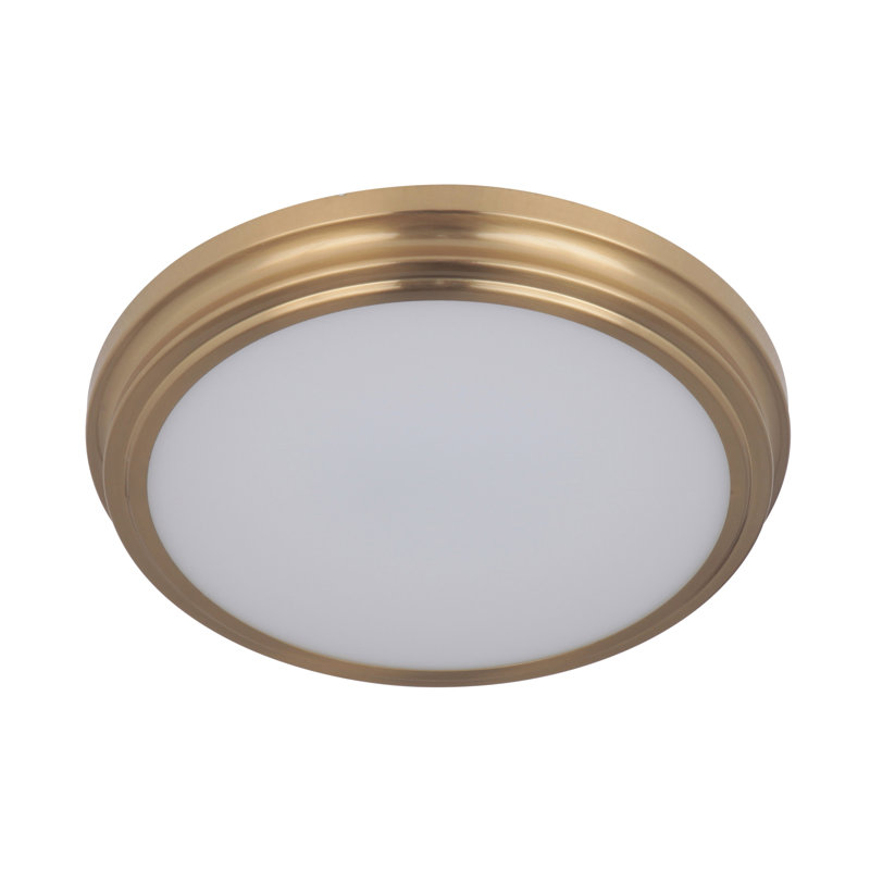 Plastic LED Flush Mount, Satin Brass, 1.13" H x 13" W x 13" D