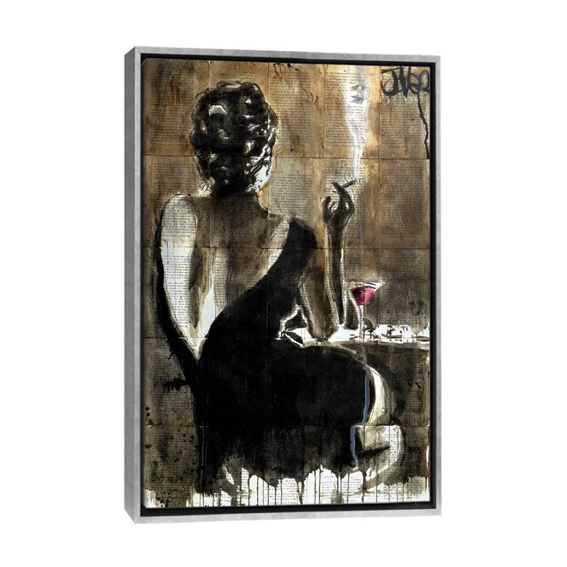Cocktail par Loui Jover - imprimé, H 26 po x l 18 po x p 1,5 po, Cadre blanc, Argent argent
