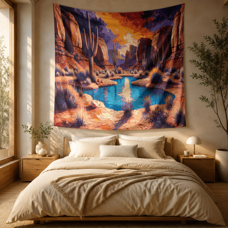 Tapisserie murale «Desert Oasis 104» Southwestern, 51 po x 60 po