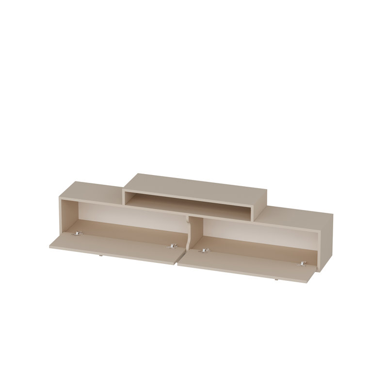 Damare 180cm TV Stand with 2 Drop-Down Cabinets and Open Shelf, Beige