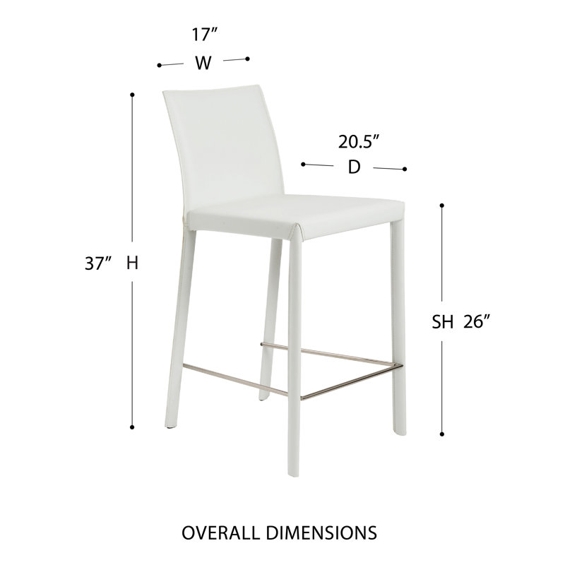 Tabouret de bar et de comptoir G Wilson, Similicuir blanc, Tabouret de comptoir (assise de 26 po de hauteur)