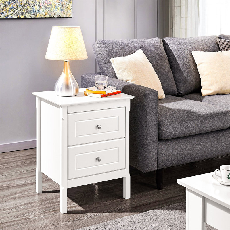 Anestin 48cm W Solid Wood Bedside Table, White