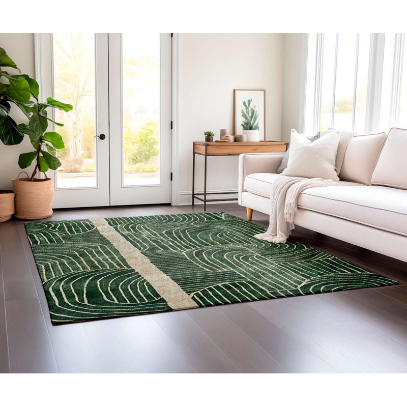Stylish Area Rug, 5.2 x 7.5 Feet, 60% Cotton / 40% Polyester | Non-Slip Cotton Underside, Machine Woven, Digital Print | Total Thickness: 0.3 Inches | Washable at 30°C, Perfect for Living Room & Bedroom Decor