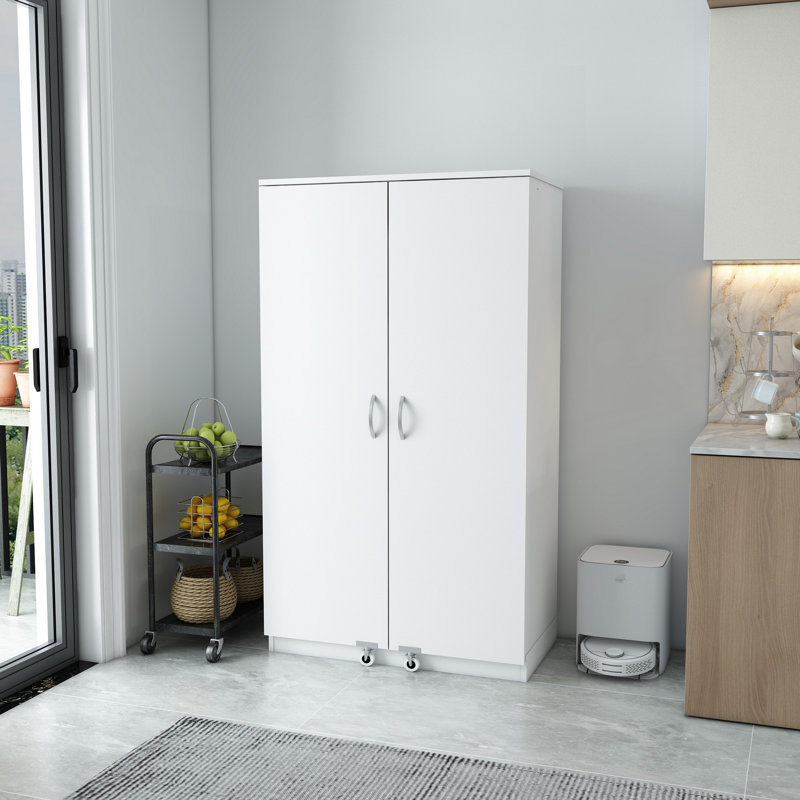Multi-Purpose Cabinet with Numerous Shelves, White Finish, 35.4 x 62.2 x 19.0 inches | 100% Chipboard, Wall-Mountable Design | Ideal for Organizing Home or Office Spaces, Stylish and Functional Storage Solution