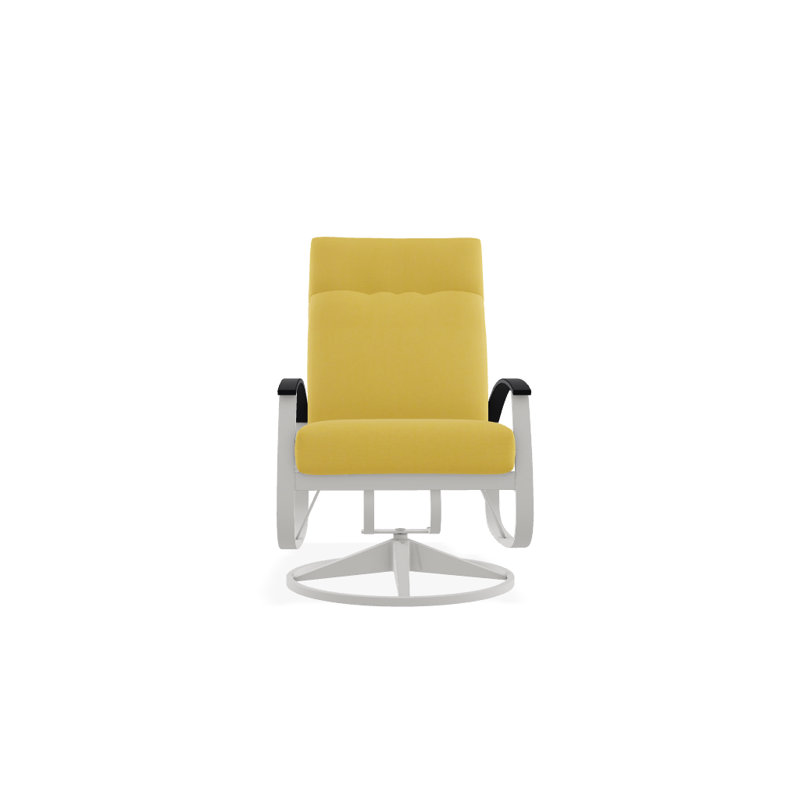 Chaise de patio pivotante avec coussins Askar, Jaune 43A, Noir P70, Neige texturée