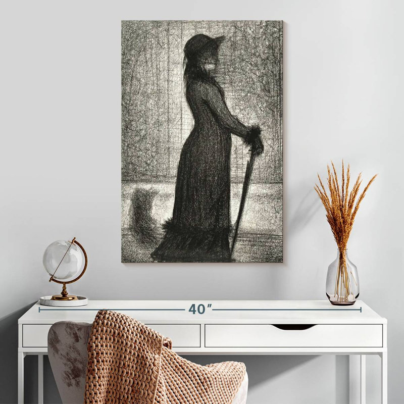 Femme navette se promenant une élégante 1884, H 30 po x l 20 po