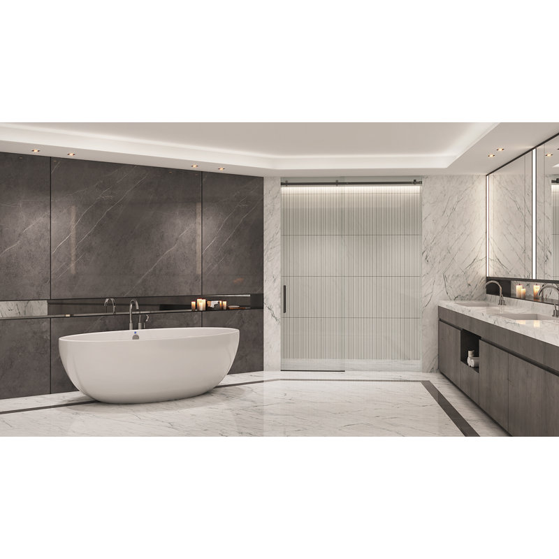 Salem 66" x 40" Freestanding Soaking Acrylic Bathtub, White