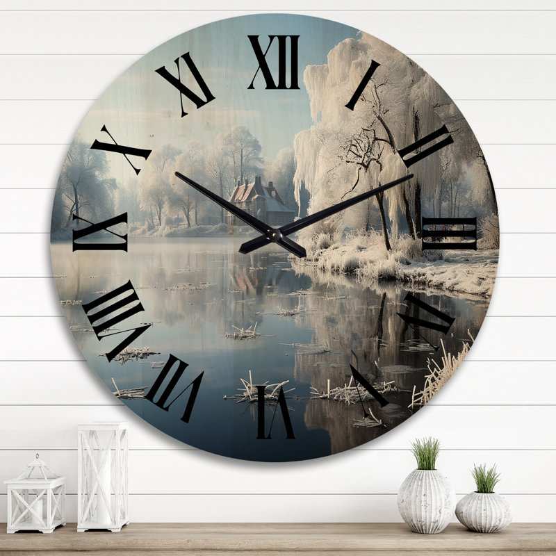 Horloge murale paysage d'hiver, Très grand