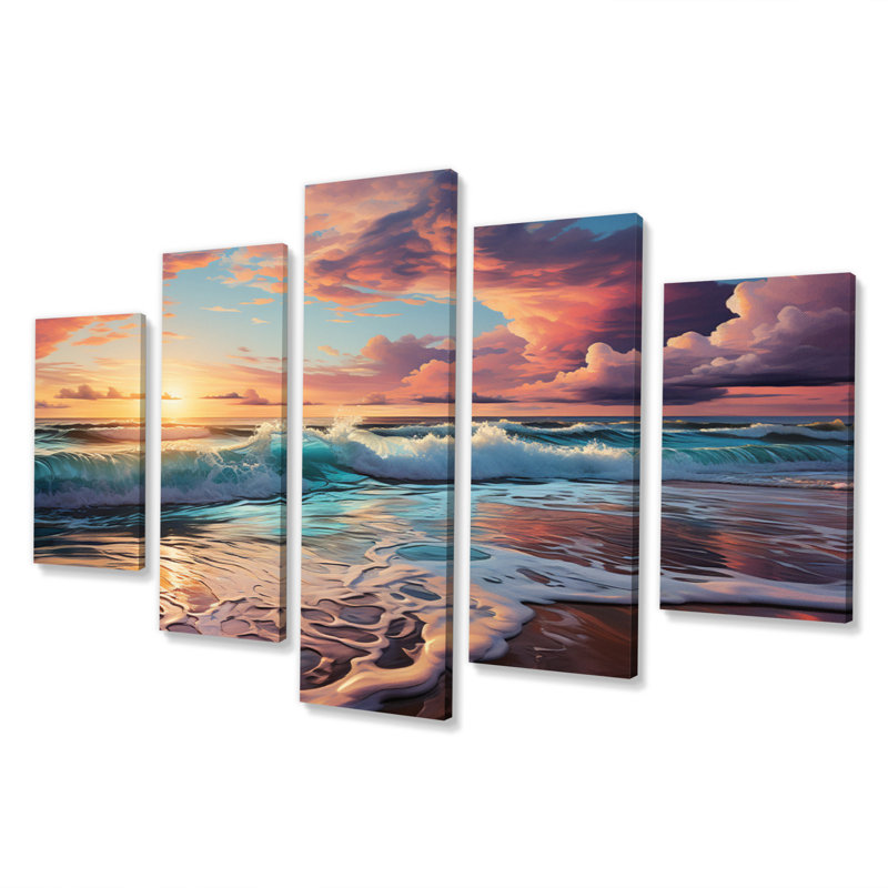 Mebane - reproduction d'art sur toile côtière - 5 panneaux