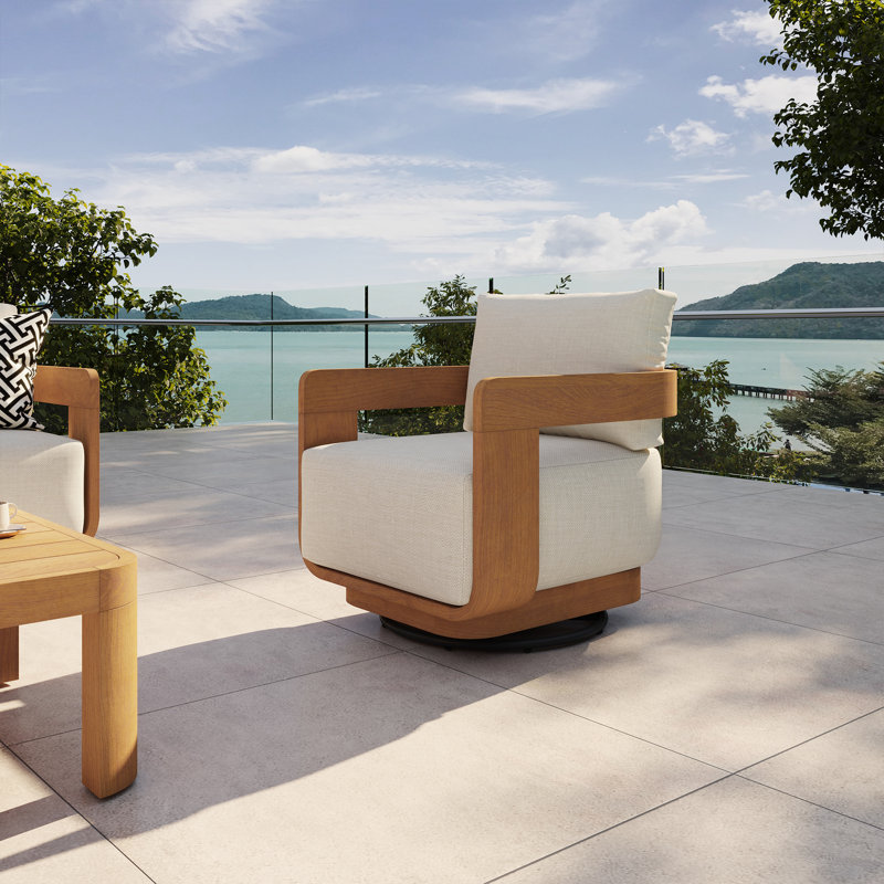 Outdoor Solid Teak 360° Swivel Single Chair