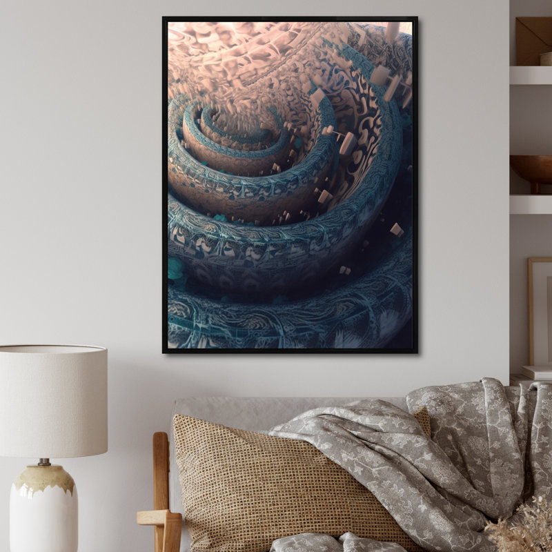 «Unraveling The Blue Labyrinth Mystery», reproduction sur toile, 32" H x 24" W, Black Picture Framed