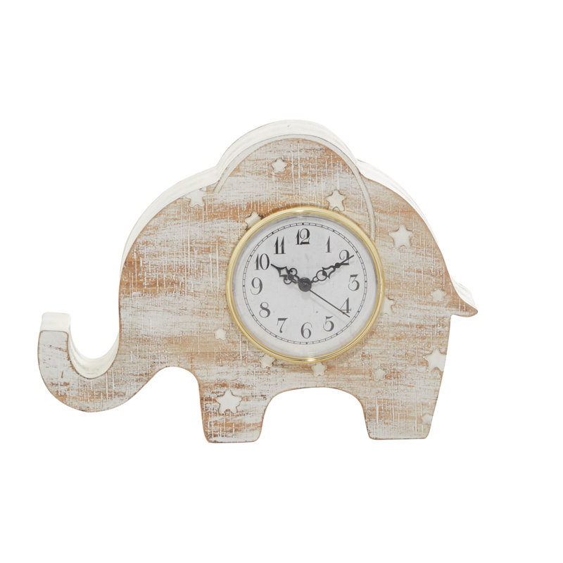 Analog Metal Mechanical Tabletop Clock in White