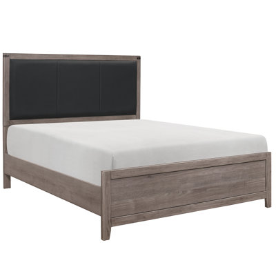Full Size Brownish Grey Bedroom Bed With Faux Leather Head Part Industrial Style And Artificial