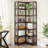 78.74" Tall 7-Tier Industrial Rustic Brown Corner Bookshelf Tall Wood Metal Etagere Display Shelf For Home Office, Living Room & Kitchen-122821822