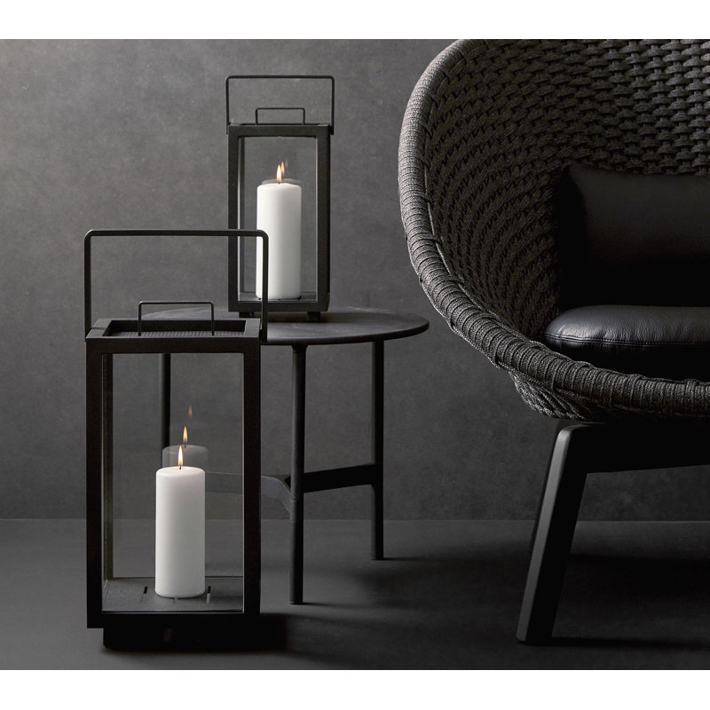 Lighthouse Aluminum/Glass Floor Lantern, Lava Gray, 21.3" H x 13" W x 13" D