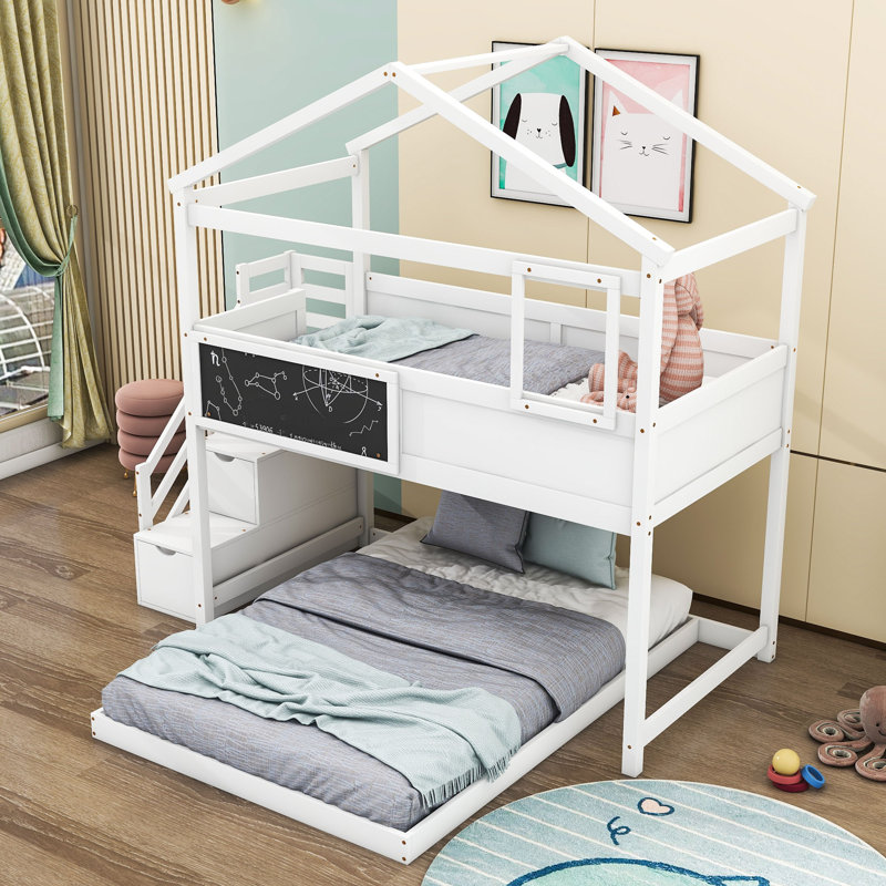 Slavkov Kids Twin Over Full Bunk Bed, White