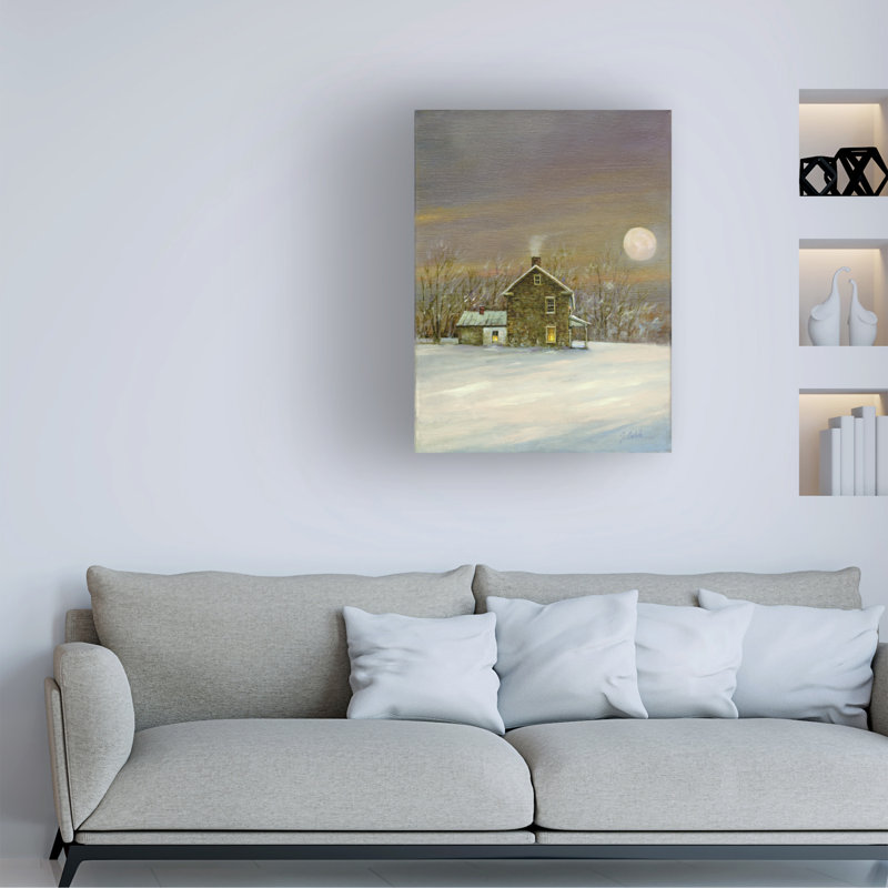 Art mural sur toile tendue - «Winter Moonscape» par Jerry Cable pour décoration de salon, de chambre à coucher ou de bureau - 18 x 24