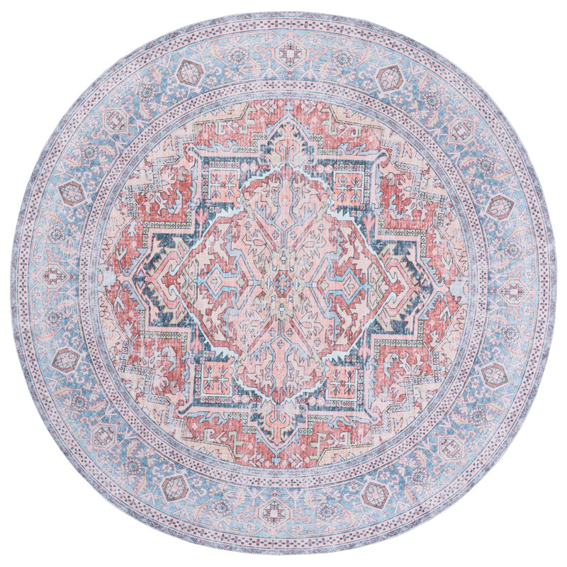 Arizona Performance Machine Washable Oriental Indoor Rug, Round 6'