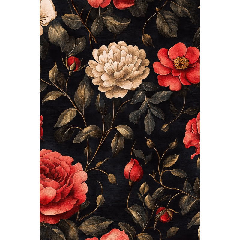 Papier peint floral rétro Mute