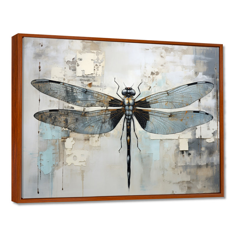 Dragonfly Delight IV - Libellule, art mural, H 12 po x l 20 po, Cadre flottant brun