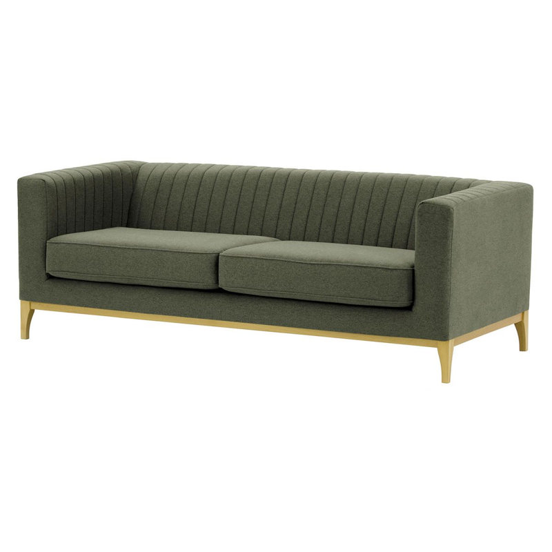 Bomia 3 Seater Sofa, Grey Polyester, Gold, 72cm x 201cm W x 83cm D