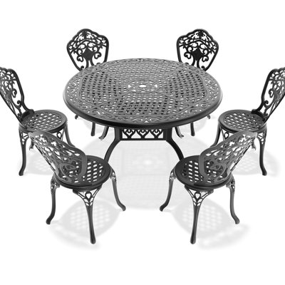 7 meubles d'extérieur en aluminium avec cadre noir et protection moderne pour les repas