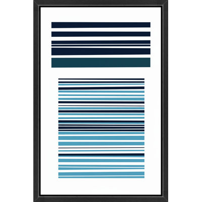 Motif de rayures bleu marine et bleu sarcelle - Art mural sur toile encadrée