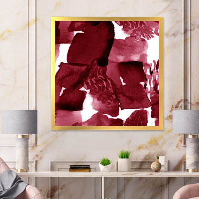 " Abstract Burgundy Strokes On White "