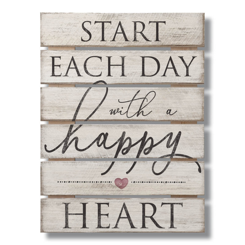 «Happy Heart», reproduction d'art textuel sur bois